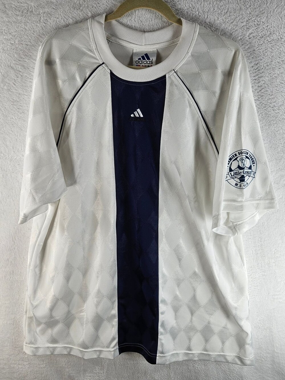 Vintage 90s Adidas Soccer Jersey White Navy Premier League Women's Size XL